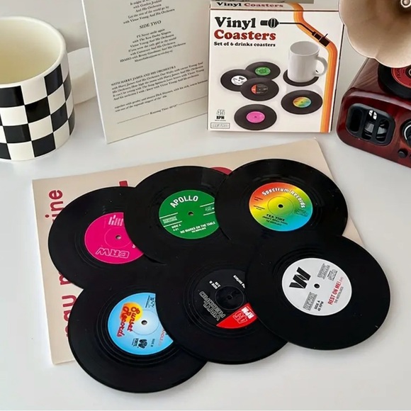 6pcs, Non-Slip Vinyl Record Coasters With Holder - Picture 11 of 11